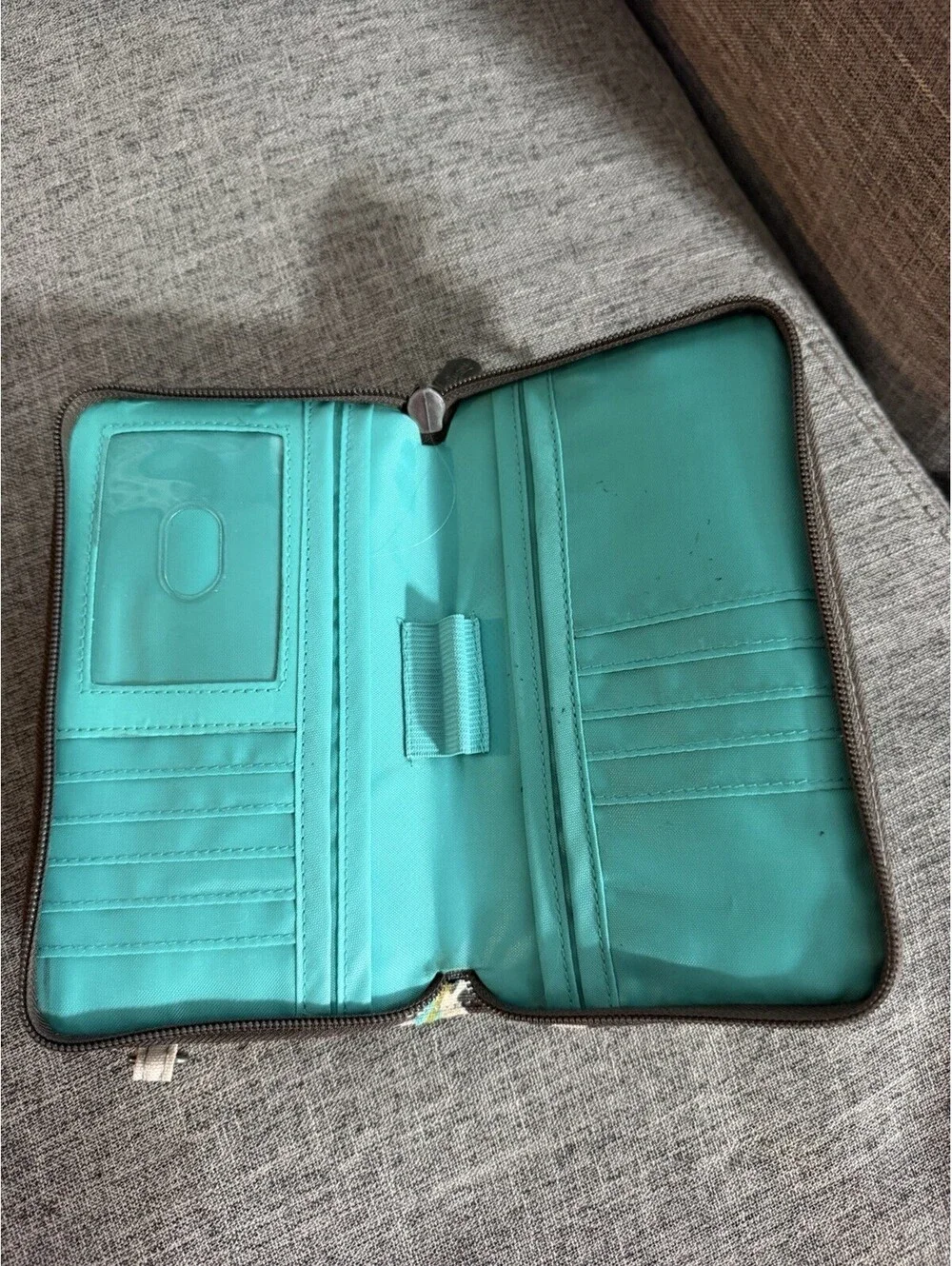 Thirty One Perfect Cents Zip Wallet In Sea Plaid Pattern Bifold